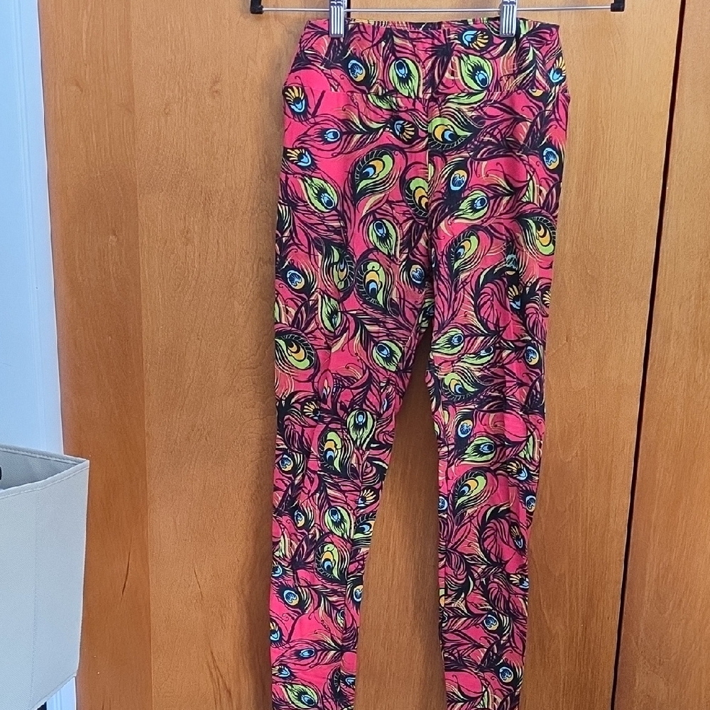 Colorful Peacock Feather Print Leggings